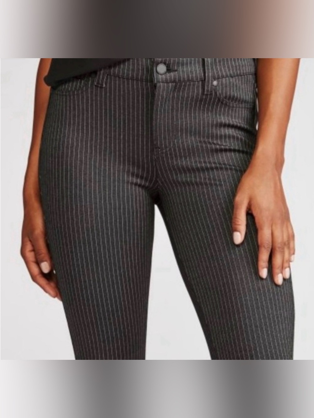 Liverpool Jeans Company Black Pinstripe High-Rise Skinny Pants